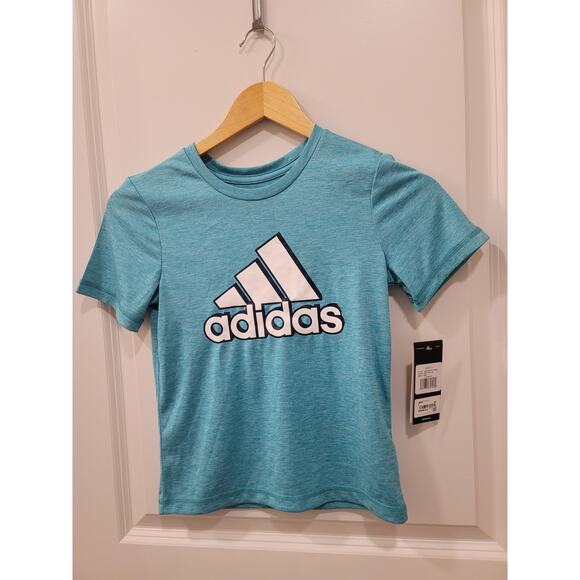 Adidas Boys Size 5 Heather Mint Logo tee - Picture 2 of 6